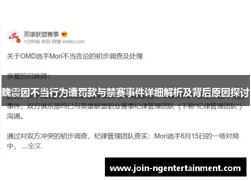 魏震因不当行为遭罚款与禁赛事件详细解析及背后原因探讨 魏震因不当行为遭罚款与禁赛事件详细解析及背后原因探讨